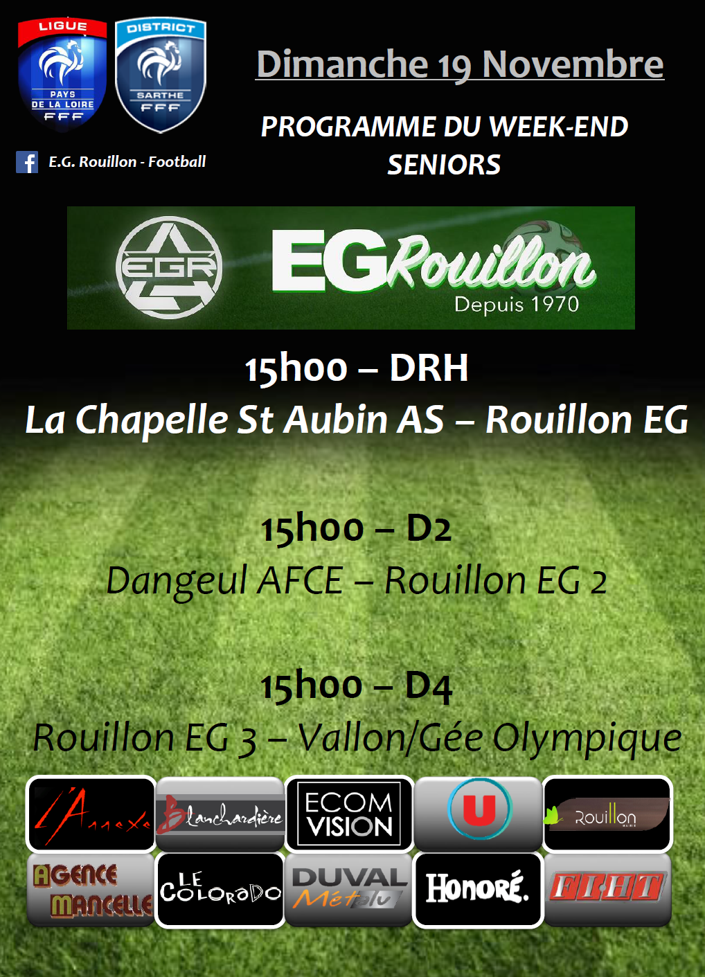 Actualité Programme Du Week End 1819 Novembre Club Football Etoile De La GerminiÈre De 4784